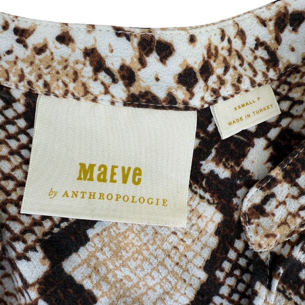 EUC Anthropologie Maeve Juno Snake Print Button Down Long Sleeve Shirt Dress XS - Picture 4 of 6